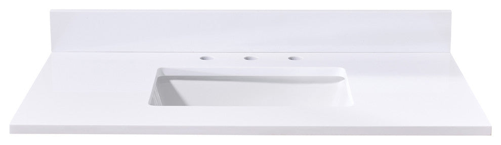 Andalo Engineered Stone Vanity Top, Snow White With White Sink, 37"