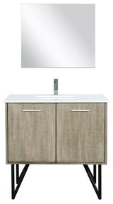 Lancy Modern 36" Rustic Acacia Square Sink Bathroom Vanity Set, Balzani Gun Meta