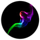 Colorful Fractal Fire Design On Black, Abstract Disc Metal Artwork, 23"