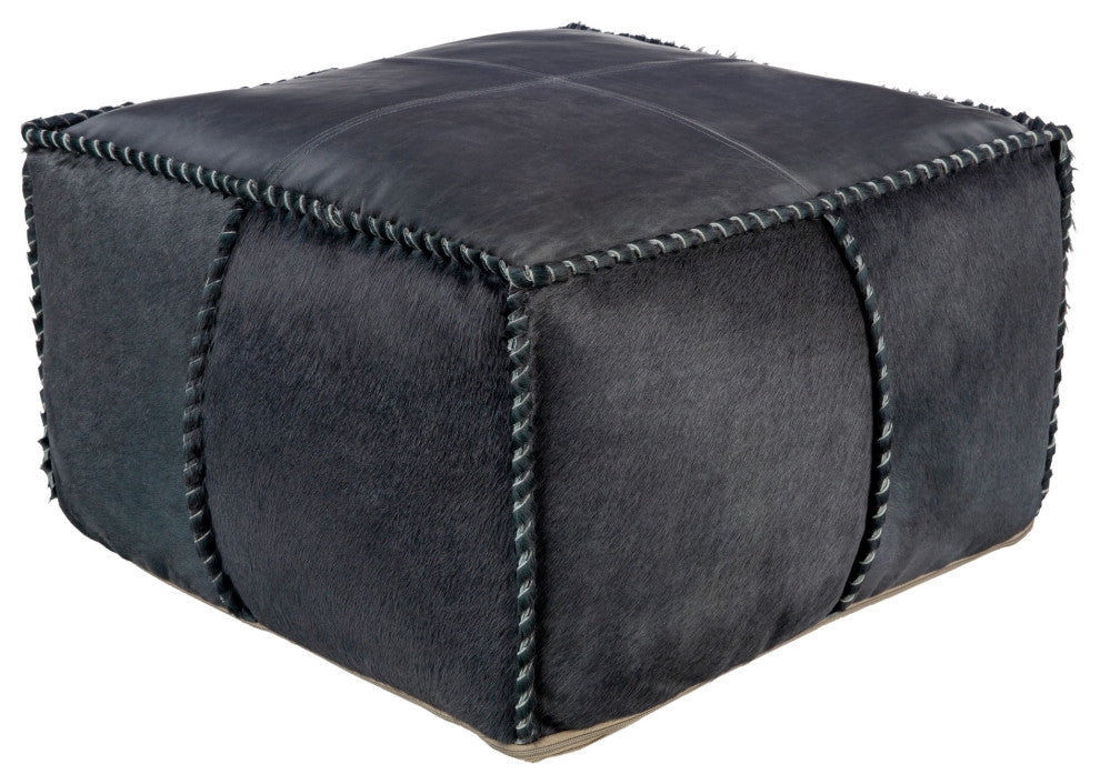 Surya Ranger Ii Black Pouf 13"H X 22"W X 22"D