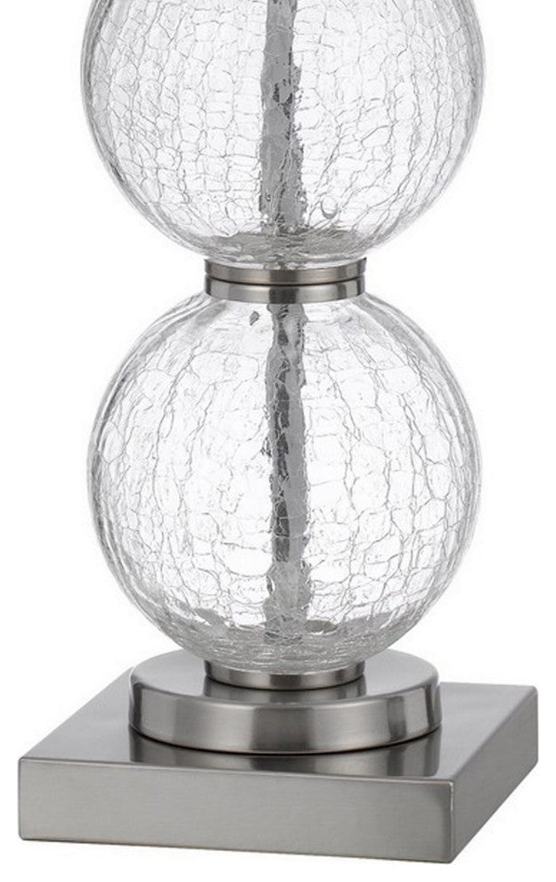 Benzara BM282160 29" Accent Table Lamp Set of 2, Crackle Glass balls, Silver