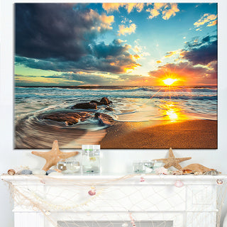 "Beautiful Cloudscape Over The Sea" Modern Beach Wall Art, 1 Panel, 60"x28"