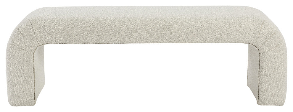 Niagara Boucle Fabric Upholstered Bench, Cream, 52" Wide