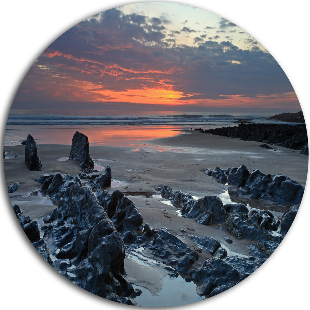Woolacombe North Devon Sunset, Seascape Round Wall Art, 11"