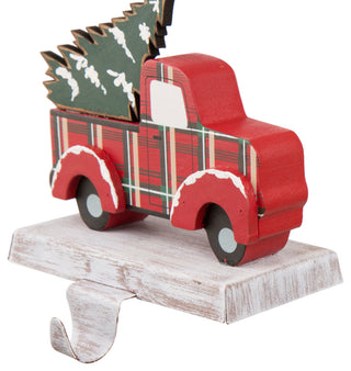 6.12" Wooden/Metal Red Truck Stocking Holder