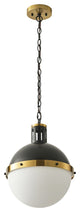 13-Inch Matte Black Globe Pendant Light with Half Opal Glass Shade