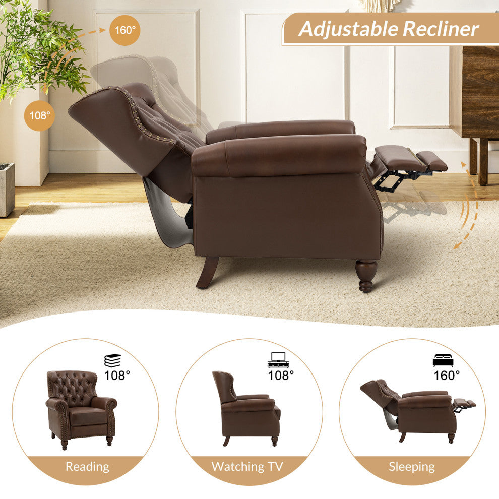 Genuine Leather Recliner, Set of 2, Brown