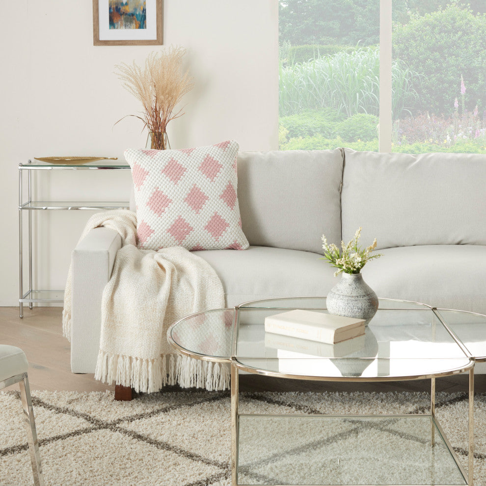 Mina Victory DL881 Throw Pillow, Blush, 20"X20"