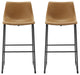 30" Industrial Faux Leather Barstools, Set of 2 - Whiskey Brown
