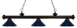 Riviera 3 Light Billiard, Bronze With Navy Blue Shade