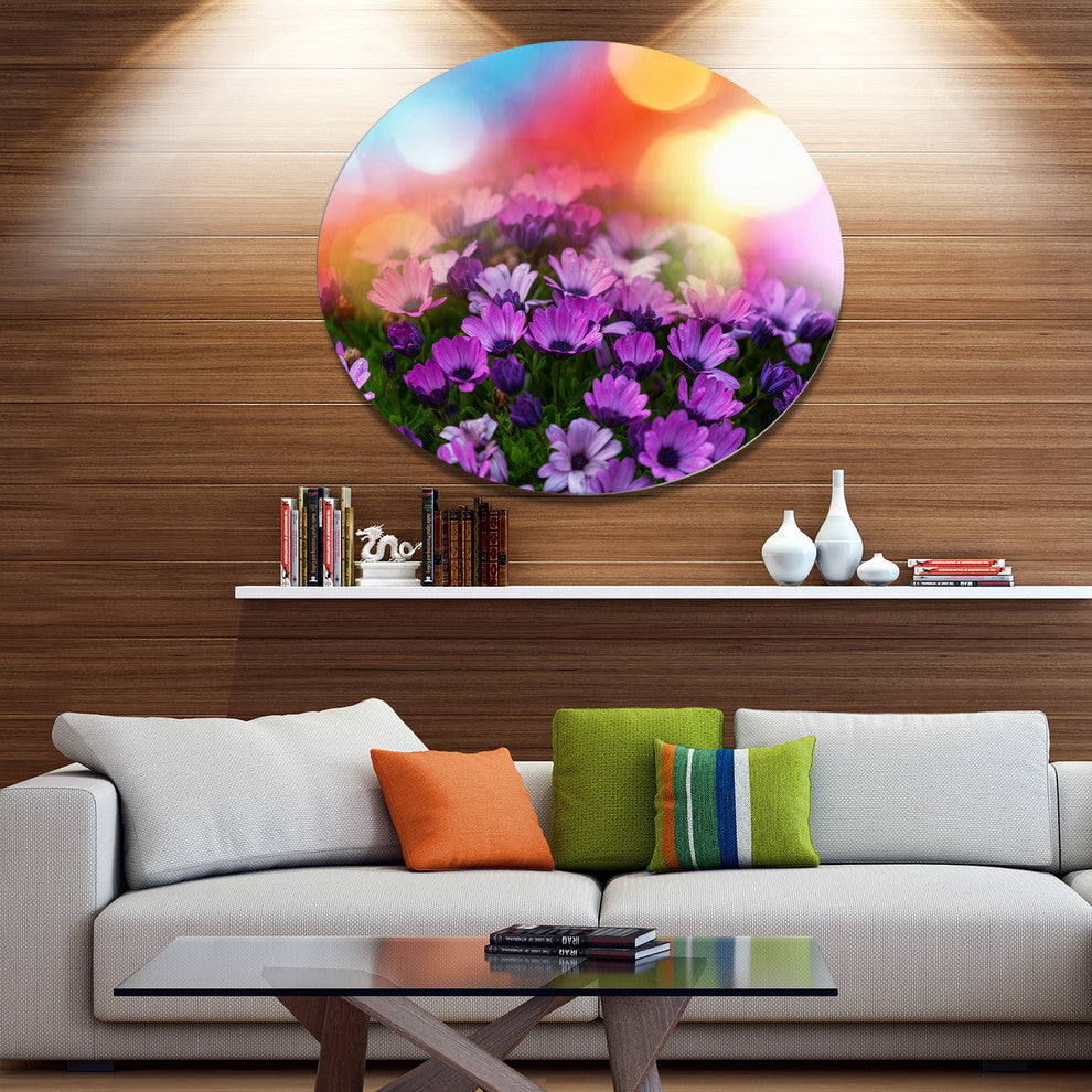 Beautiful Little Purple Flowers, Floral Round Wall Art, 11"