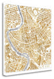 "Gilded Rome Map" By Laura Marshall, Giclee Print on Gallery Wrap Canvas
