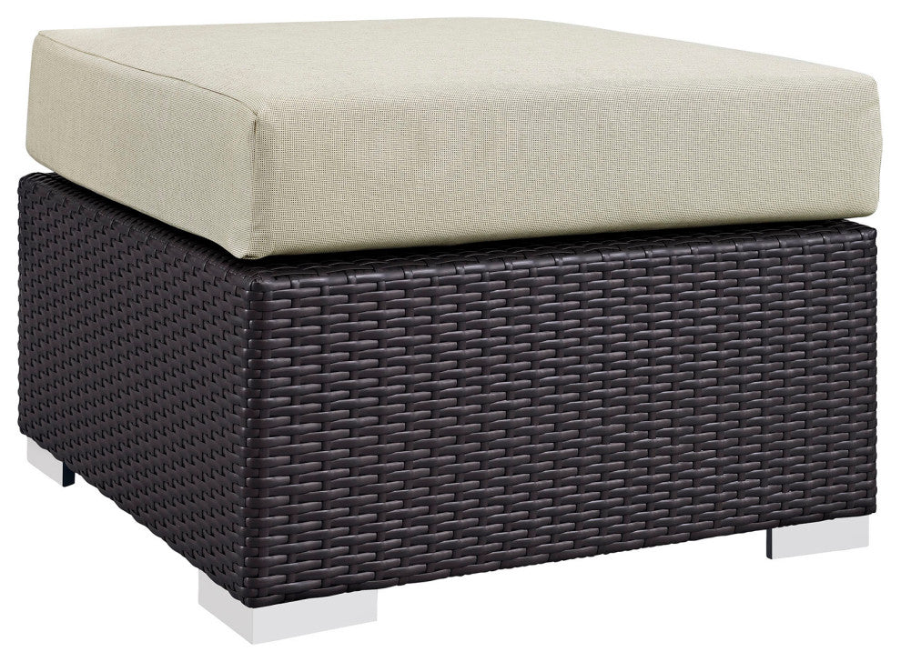 Espresso Beige Convene 5 Piece Outdoor Patio Sectional Set