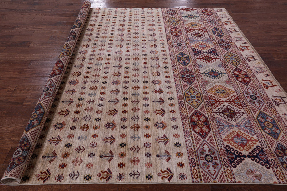 Hand Knotted Tribal Persian Gabbeh Wool Rug 8' 6" X 9' 10" Q8071