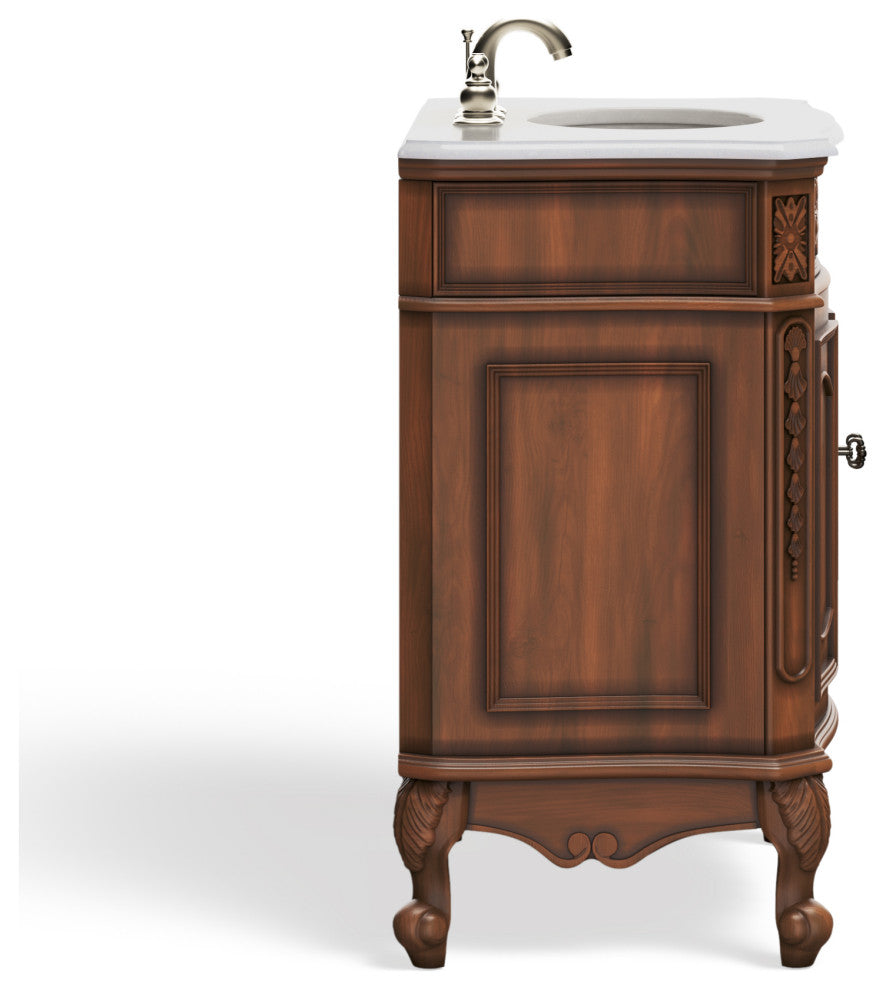 30 Inch Classic Style Fiesta Bathroom Sink Vanity, Brown, 30", Single Sink, Freestanding