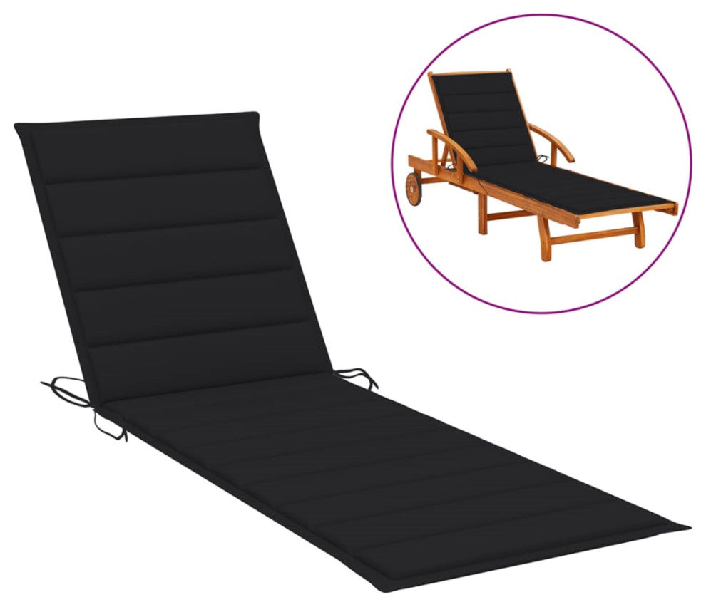 Vidaxl Sun Lounger Cushion Black 78.7"x27.6"x1.6" Fabric