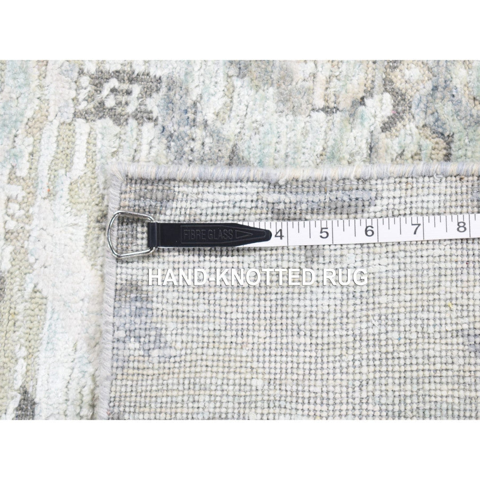 Gray, Modern Design Silk and Wool Hand Knotted Oriental Rug, 3'x5'2"