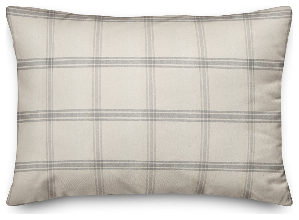 Gray Plaid Linen 14x20 Spun Poly Pillow