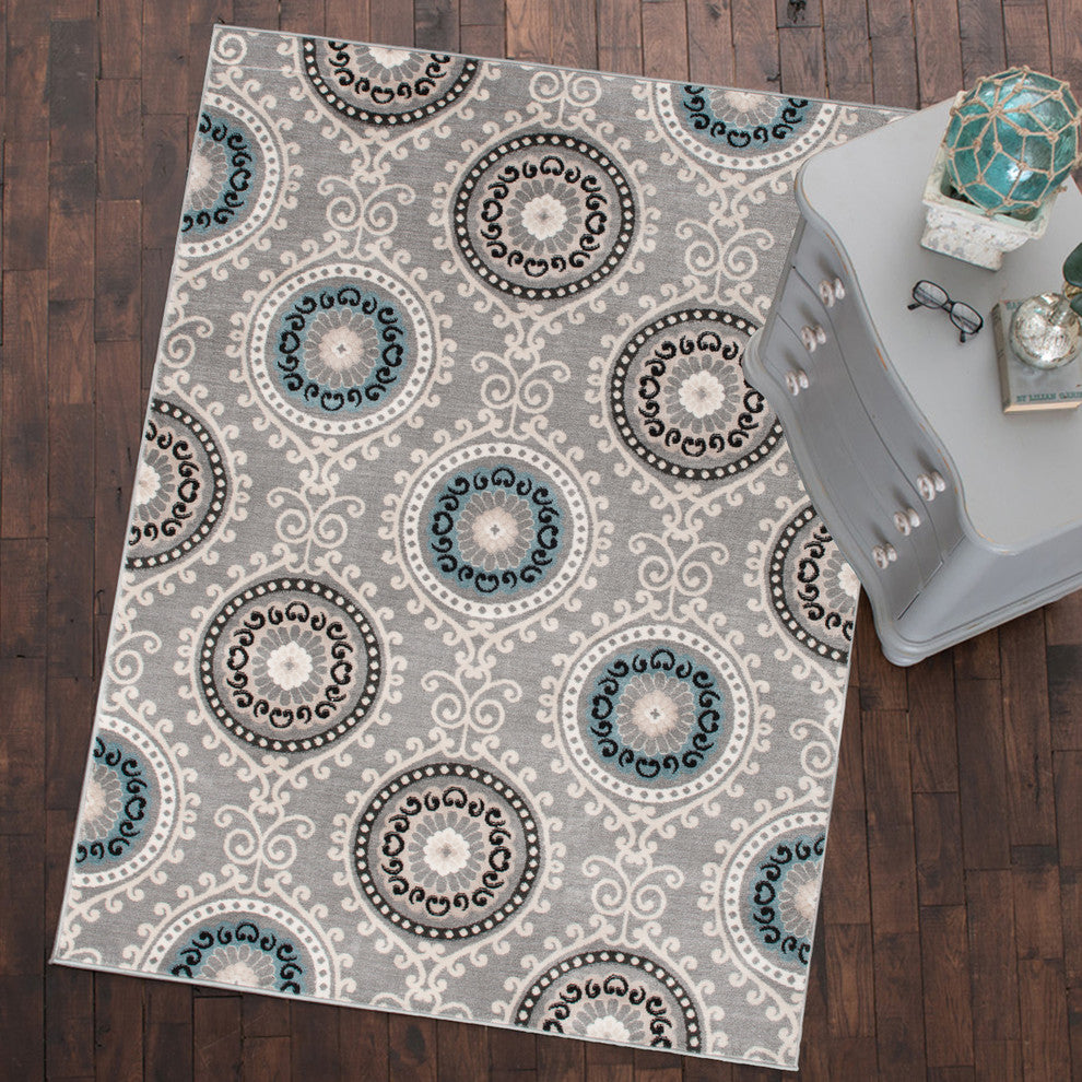 Galleria Summit Gray Contemporary Area Rug, 7'10"x9'10"