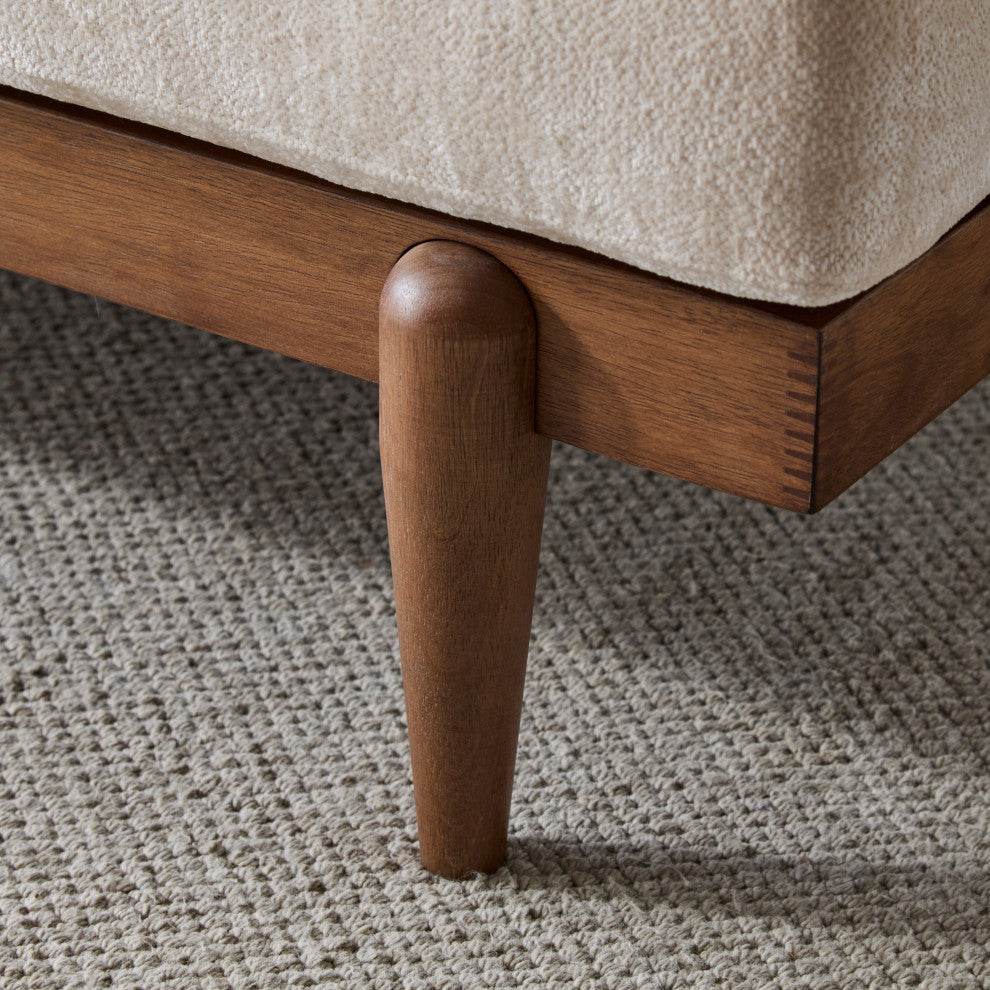 GDF Studio Doris 6' 3-Seater Sofa With Cane Rattan Arms, Walnut/Beige
