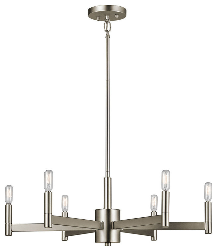 Chandelier 6-Light, Satin Nickel