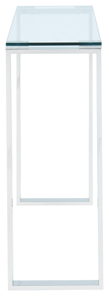 Stainless Steel and Glass Console Table