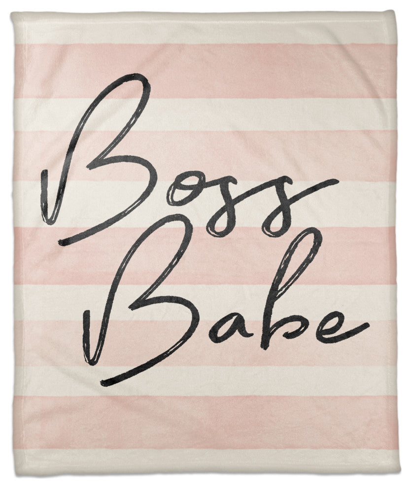 Boss Babe Stripes 50x60 Coral Fleece Blanket