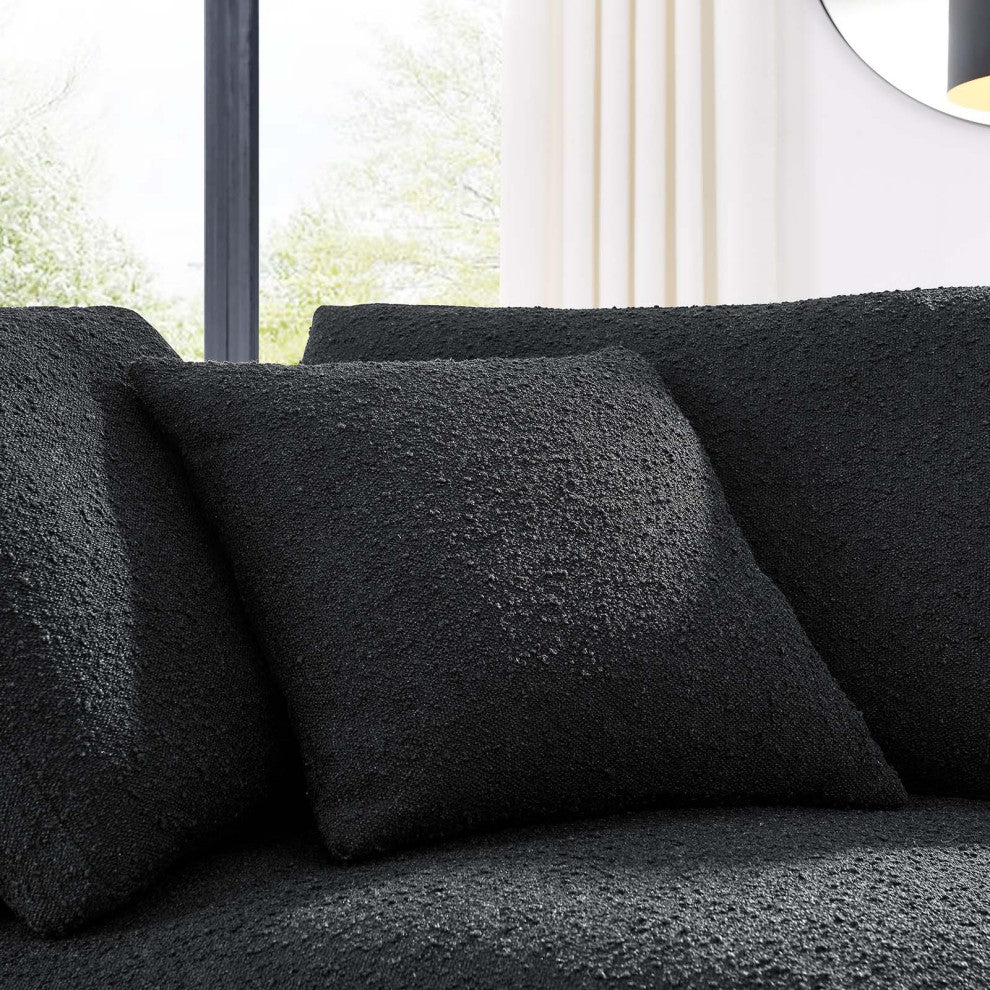 Commix Down Filled Overstuffed Boucle Fabric Corner Chair, Black