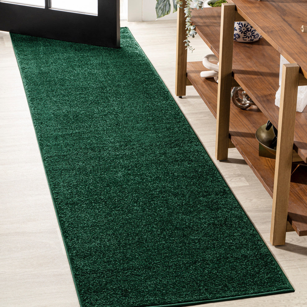 Haze Solid Low-Pile Emerald 2 ft. x 12 ft. Runner Rug
