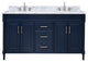 Avanity Bristol 60" Vanity Combo in Navy Blue and Carrara White Marble Top