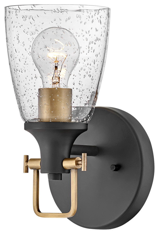 Hinkley Easton 6" Single Light Bath Vanity Fixture, Black + Heritage Brass