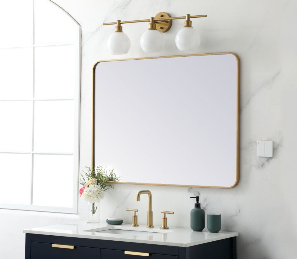 Elegant MR803040BR Soft Corner Metal Rectangular Mirror 30X40", Brass