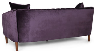 Susan Contemporary Velvet 3-Seater Sofa, Blackberry/Dark Brown