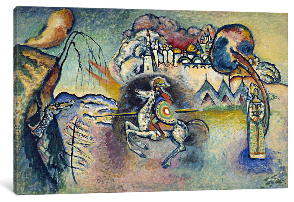 "Saint George Rider and the Dragon" by Wassily Kandinsky, Canvas Print, 26x18"
