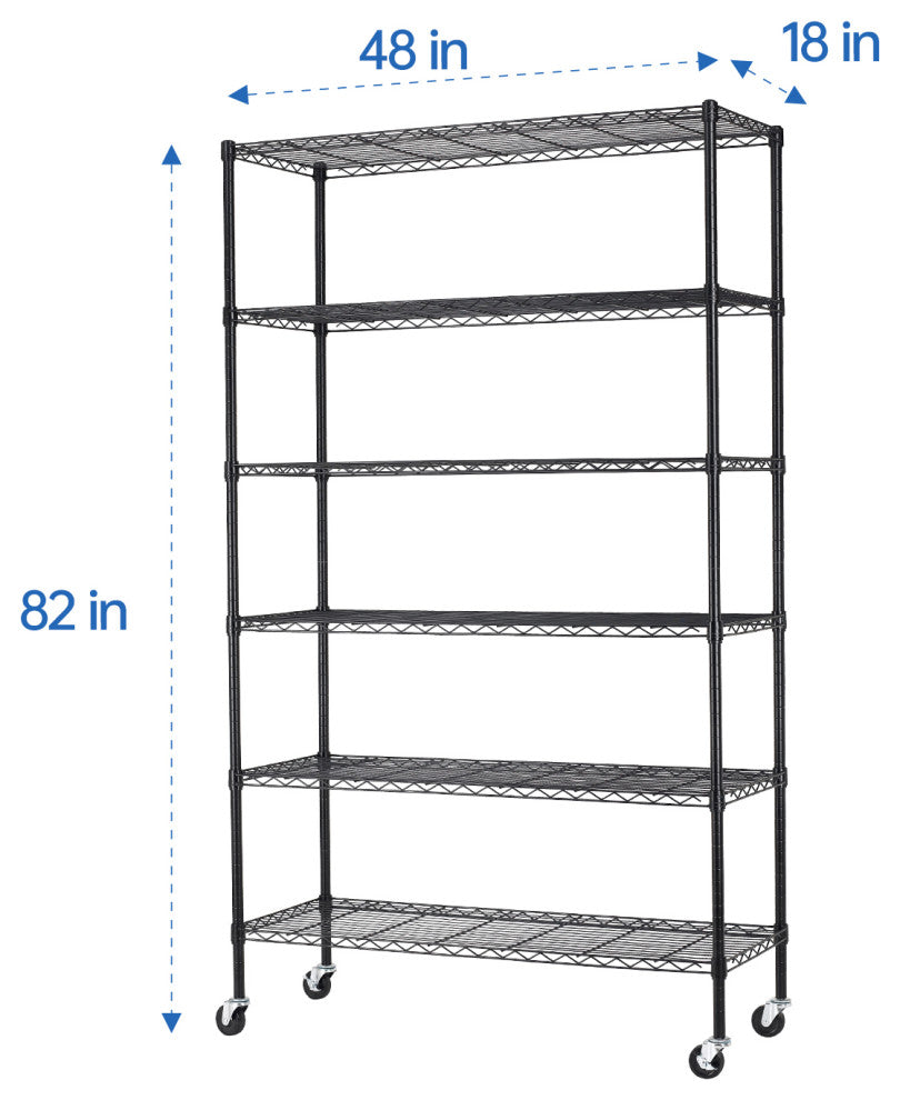 Furniture of America 6-Tier Adjustable Wire Shelving Rack with Wheels, NSF