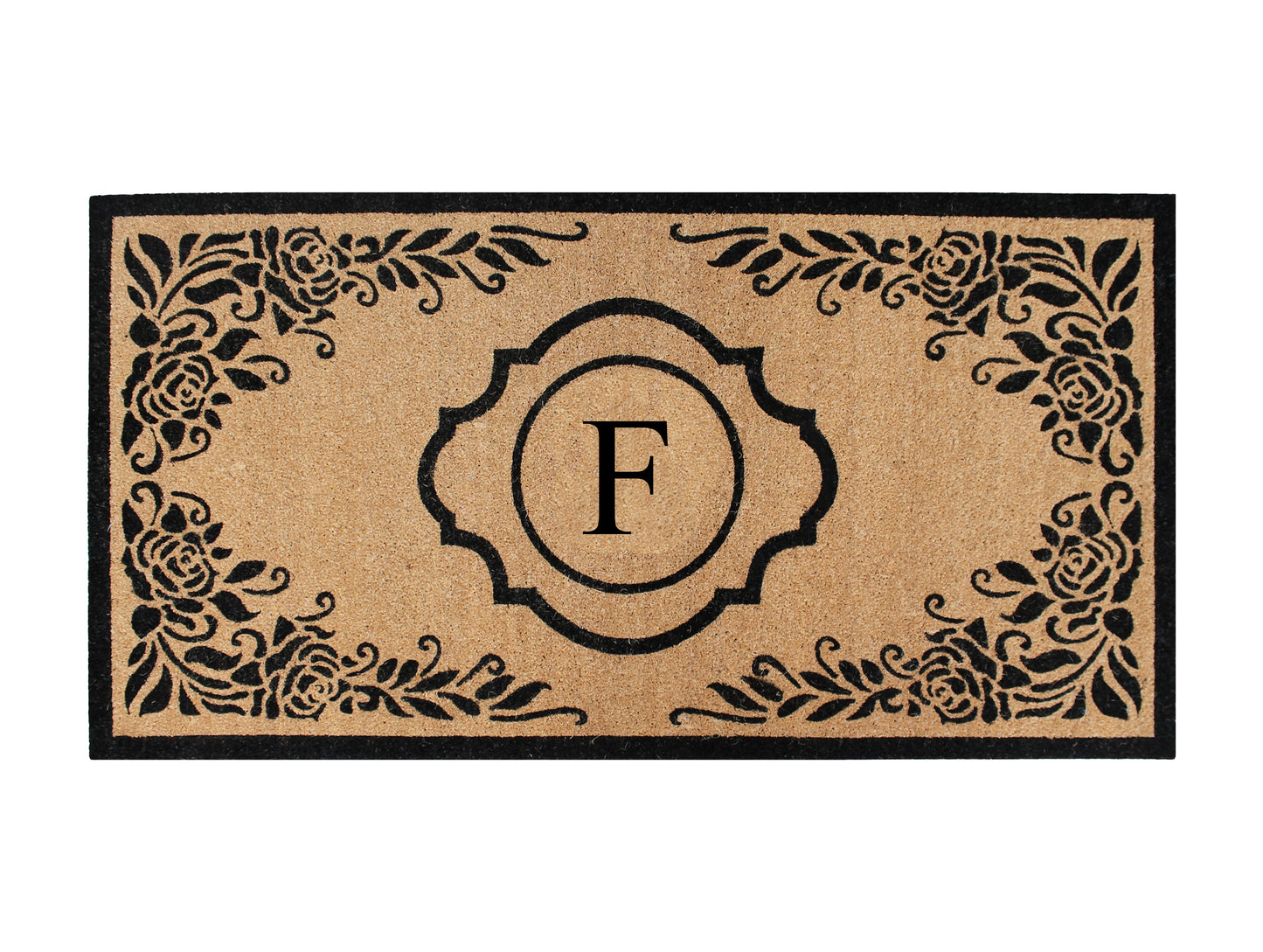 A1HC First Impression Hand Crafted Ella Entry Coir Monogrammed Double Doormat, F