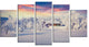 Snowfall Covering Trees and Houses, Landscape Canvas Print, 60"x32", 5 Panels