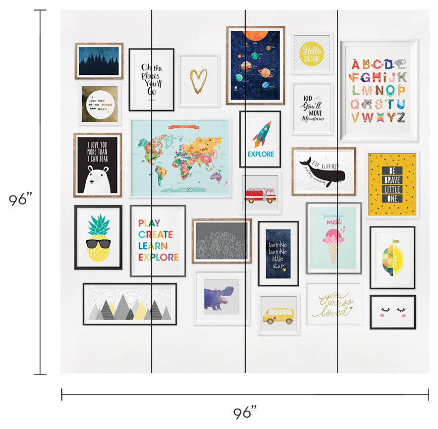 Kids Frames Mural Wall Art Peel and Stick Vinyl Wallpaper, 24"w by 108"h