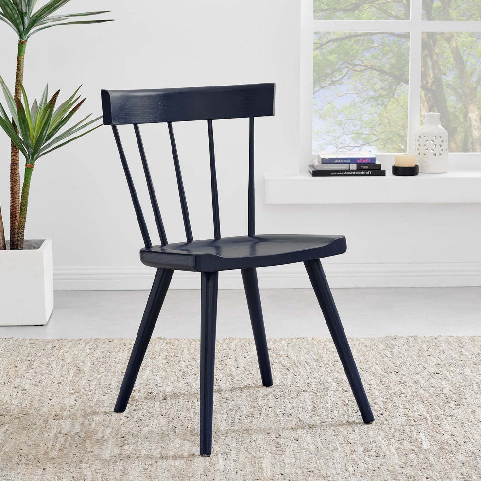 Side Dining Chair, Blue, Wood, Modern, Kitchen Bistro Restaurant Hospitality
