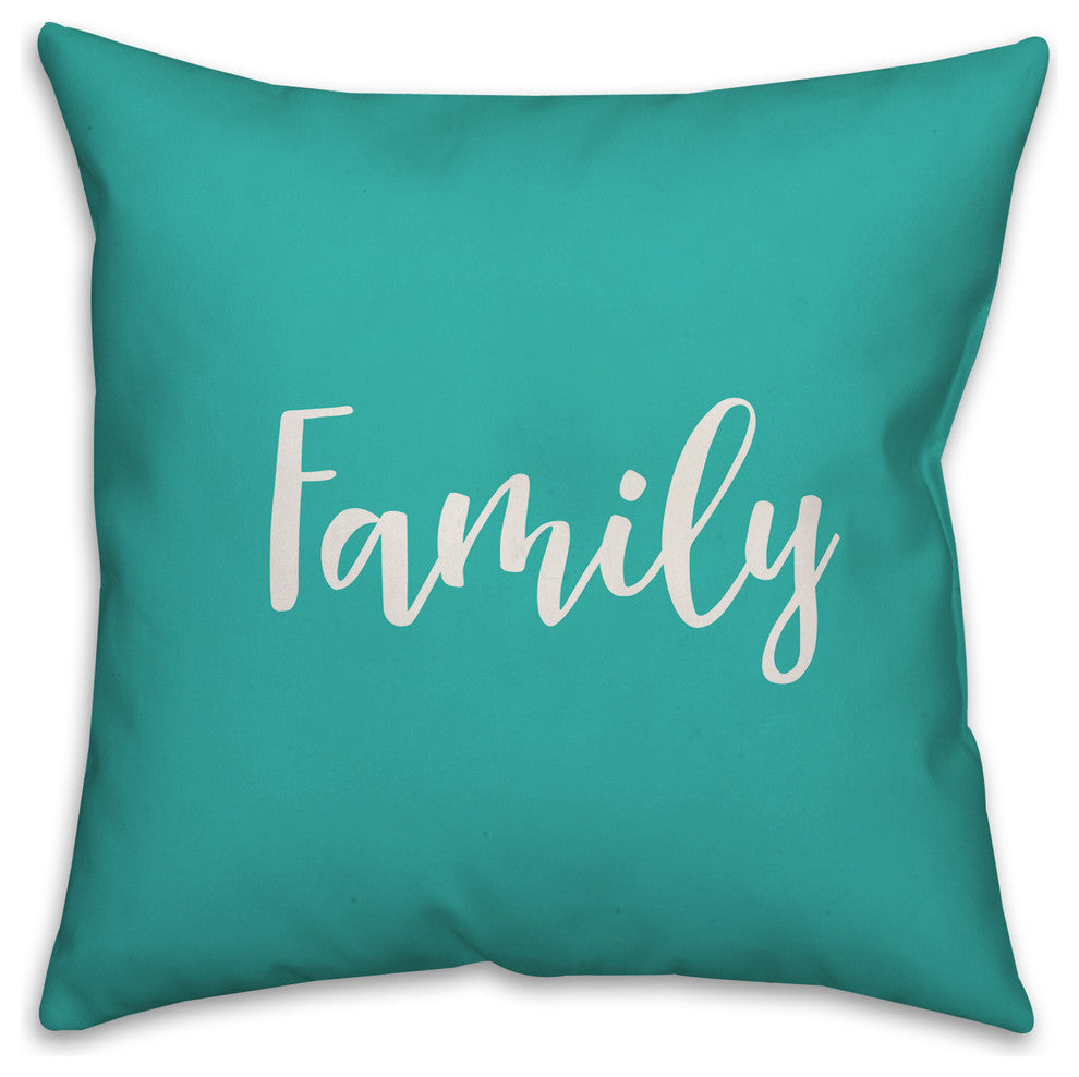 Family, Teal 18x18 Throw Pillow