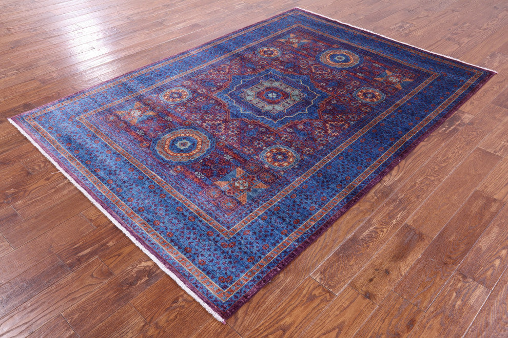 5' 8" X 8' 1" Mamluk Geometric Hand Knotted Wool Rug - Q12257