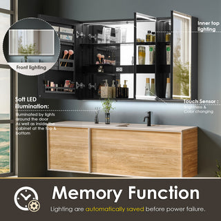 Hesili Frameless Surface-Mount LED Lighted Bathroom Medicine Cabinet, 48"