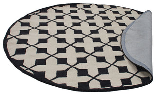 HAND TUFTED WOOL ECO-FRIENDLY AREA RUGS - Round,Beige Black,Geometric