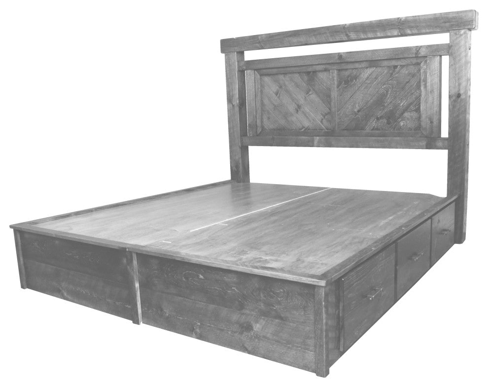 Barnwood Style Timber Peg Panel Platform Bed, Thunder White, Twin