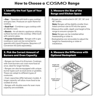 Cosmo Gas Range Pro Style Modern Stainless Steel Convection Oven