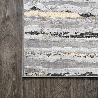Batten Modern Stripe Area Rug, Gray/Black, 8 X 10