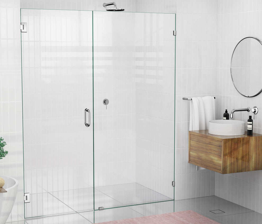 78"x71" Frameless Shower Door Wall Hinge, Polished Chrome