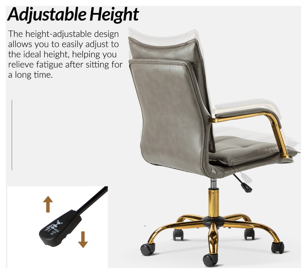 Modern Task Chair Office Swivel Chair with Tufed Back, Gray