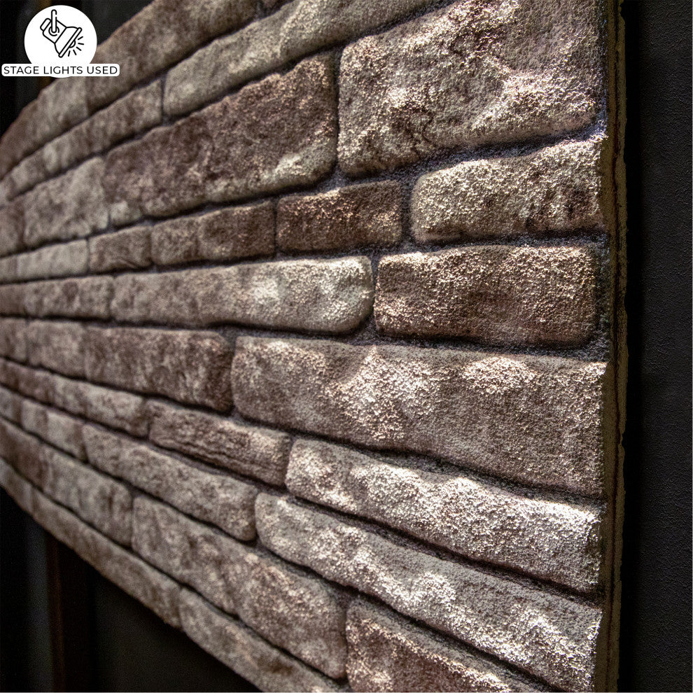 Faux Brick 3D Wall Panels, Light Brown Gray, Set of 10, Covers 53 sq ft