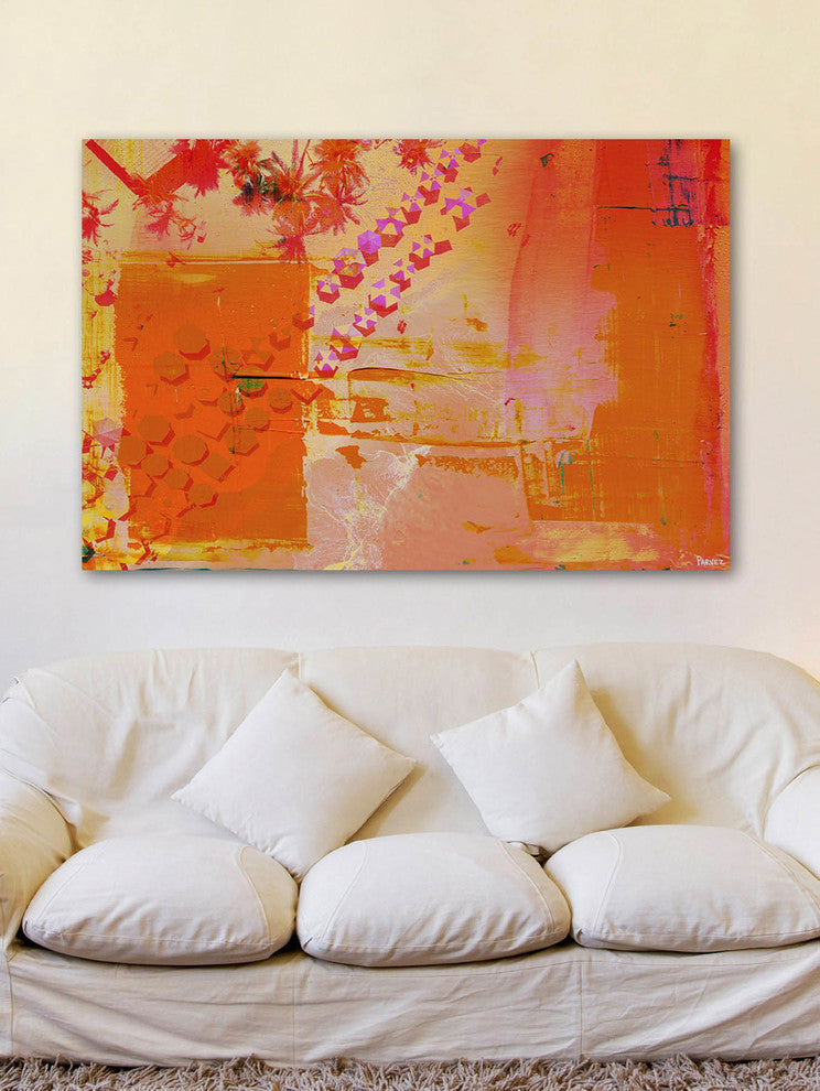 "Orange Glow" Painting Print on Wrapped Canvas, 18"x12"